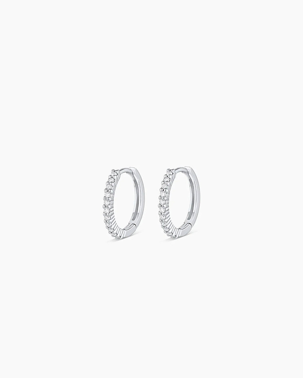 Classic Gold Huggie || option::14K Solid White Gold, 11mm