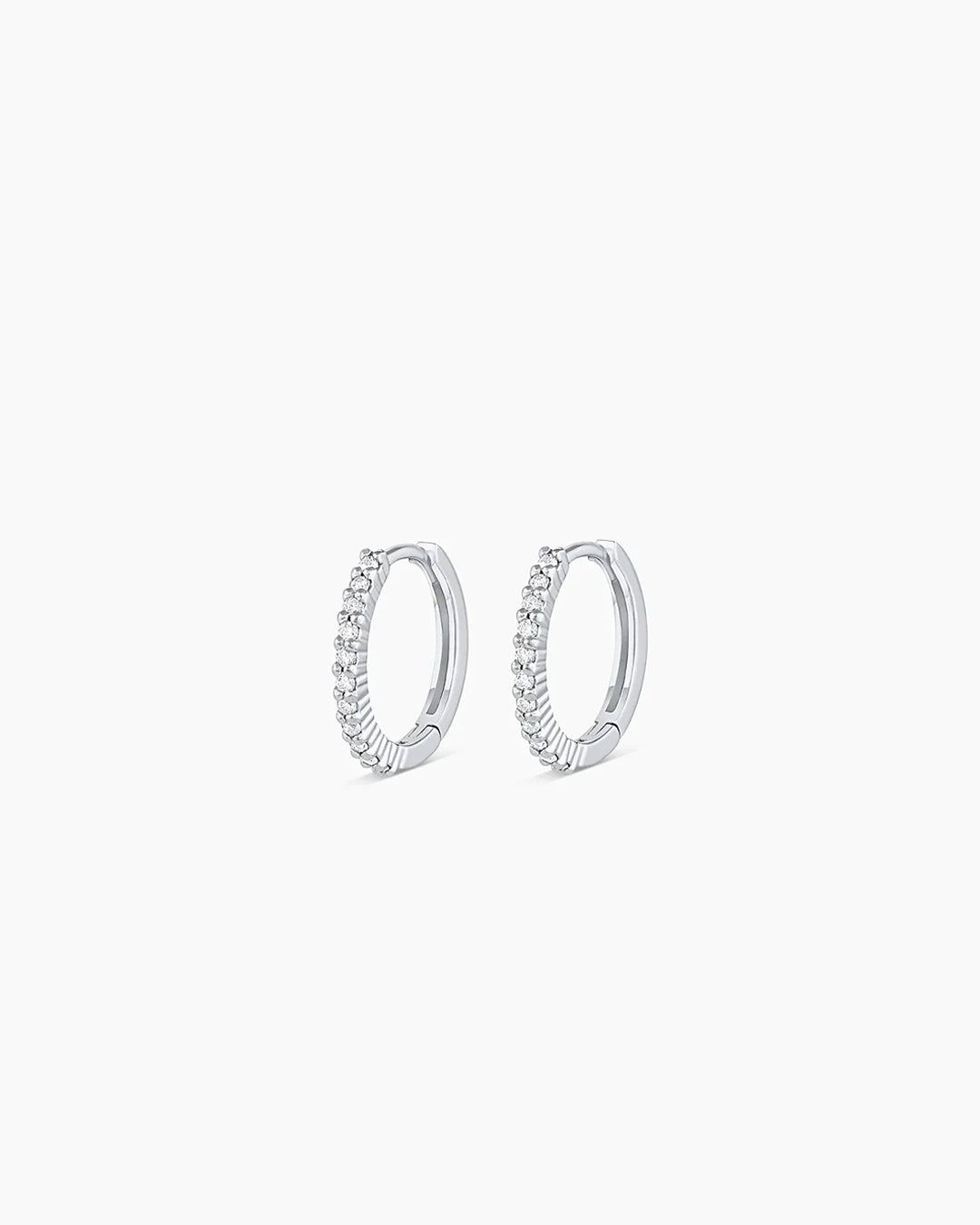 Classic Gold Huggie || option::14K Solid White Gold, 11mm