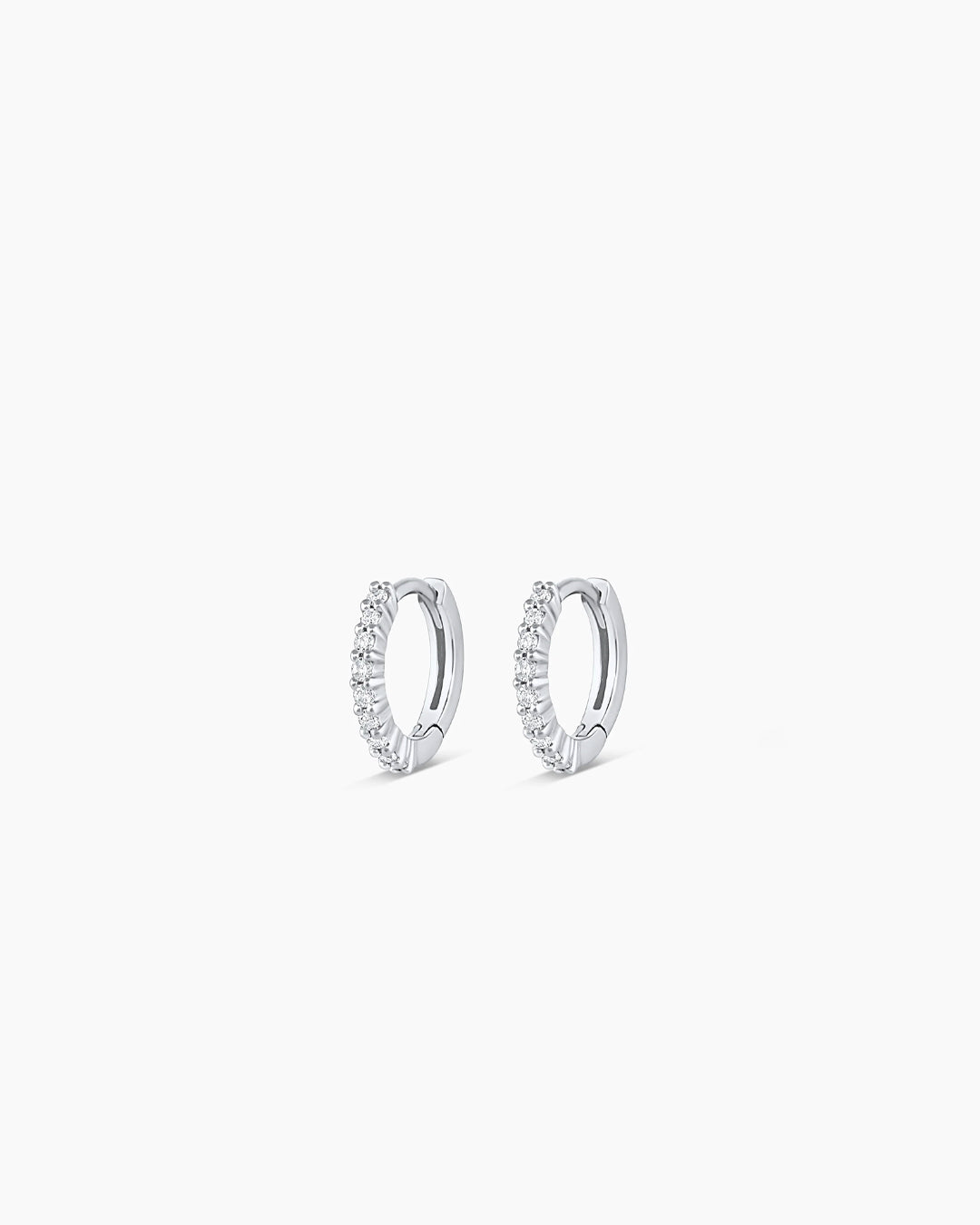 Classic Gold Huggie || option::14K Solid White Gold, 9mm