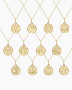 14K Diamond Zodiac Coin Charm Necklace