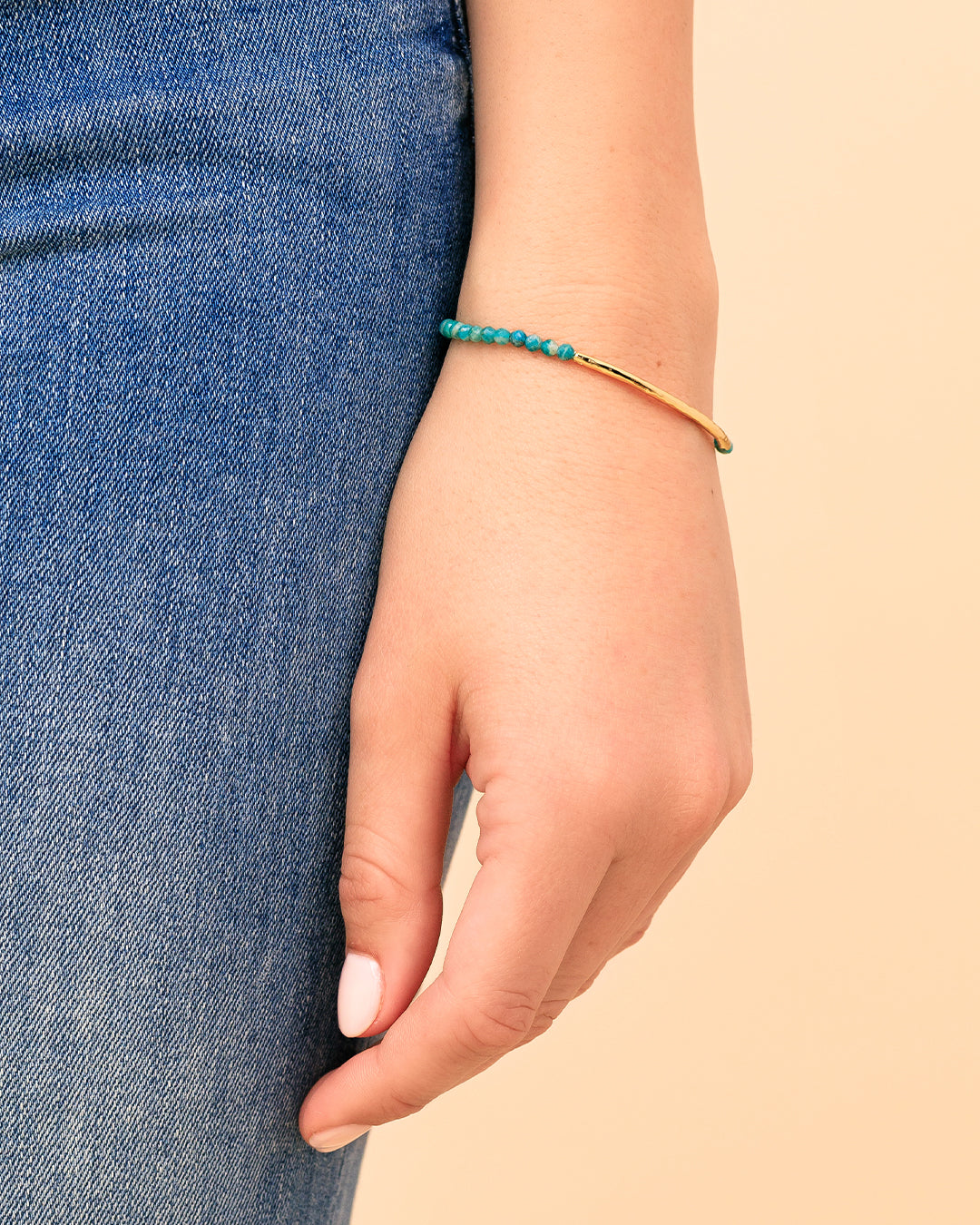 Power Gemstone Bracelet for Communication, Russian Amazonite,18K Gold Plated Bracelet, Intention Bracelet || option::18K Gold Plated, Russian Amazonite