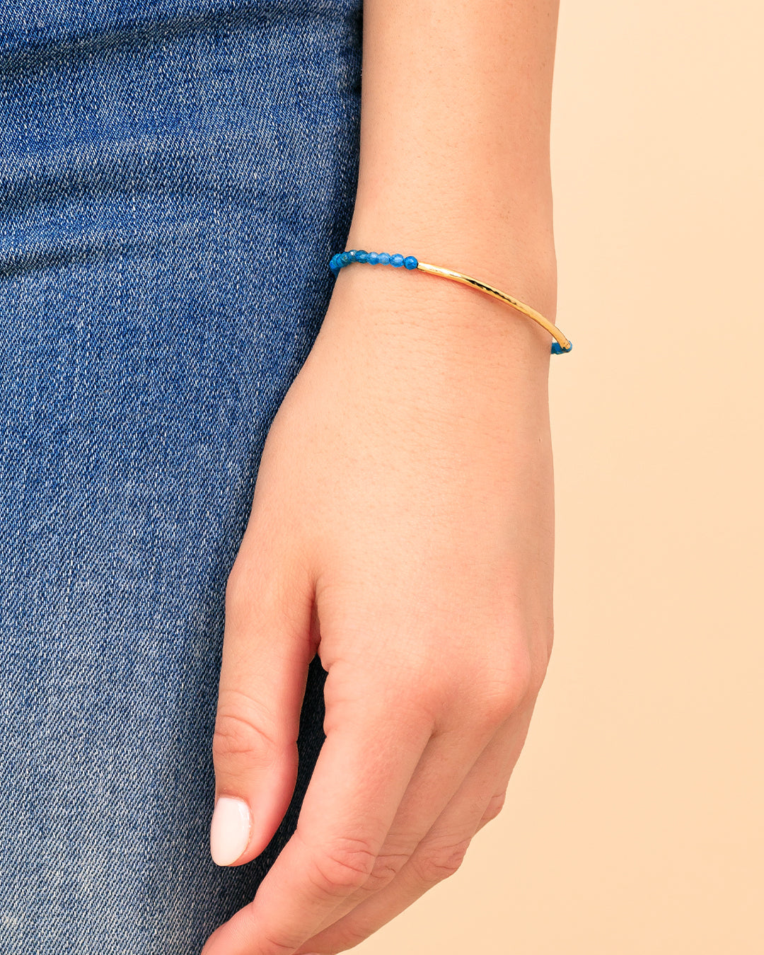 Power Gemstone Bracelet for Inspiration, Apatite, Intention Bracelet,18K Gold Plated Bracelet || option::18K Gold Plated, Apatite - Inspiration