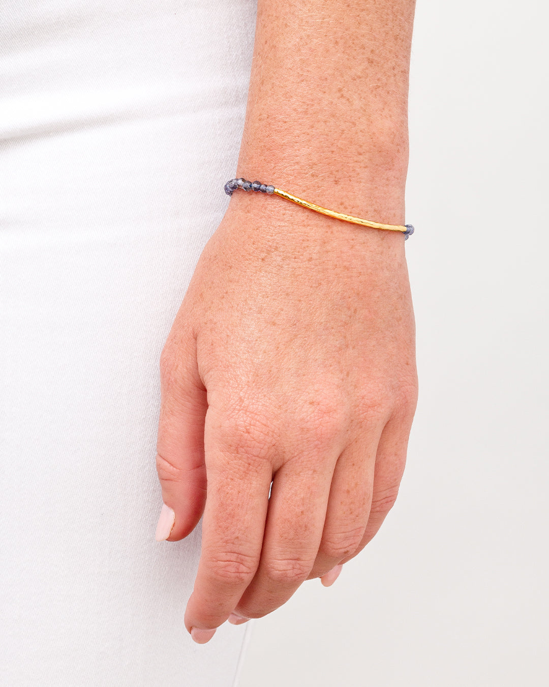 Power Gemstone Bracelet for Focus || option::18K Gold Plated, Iolite