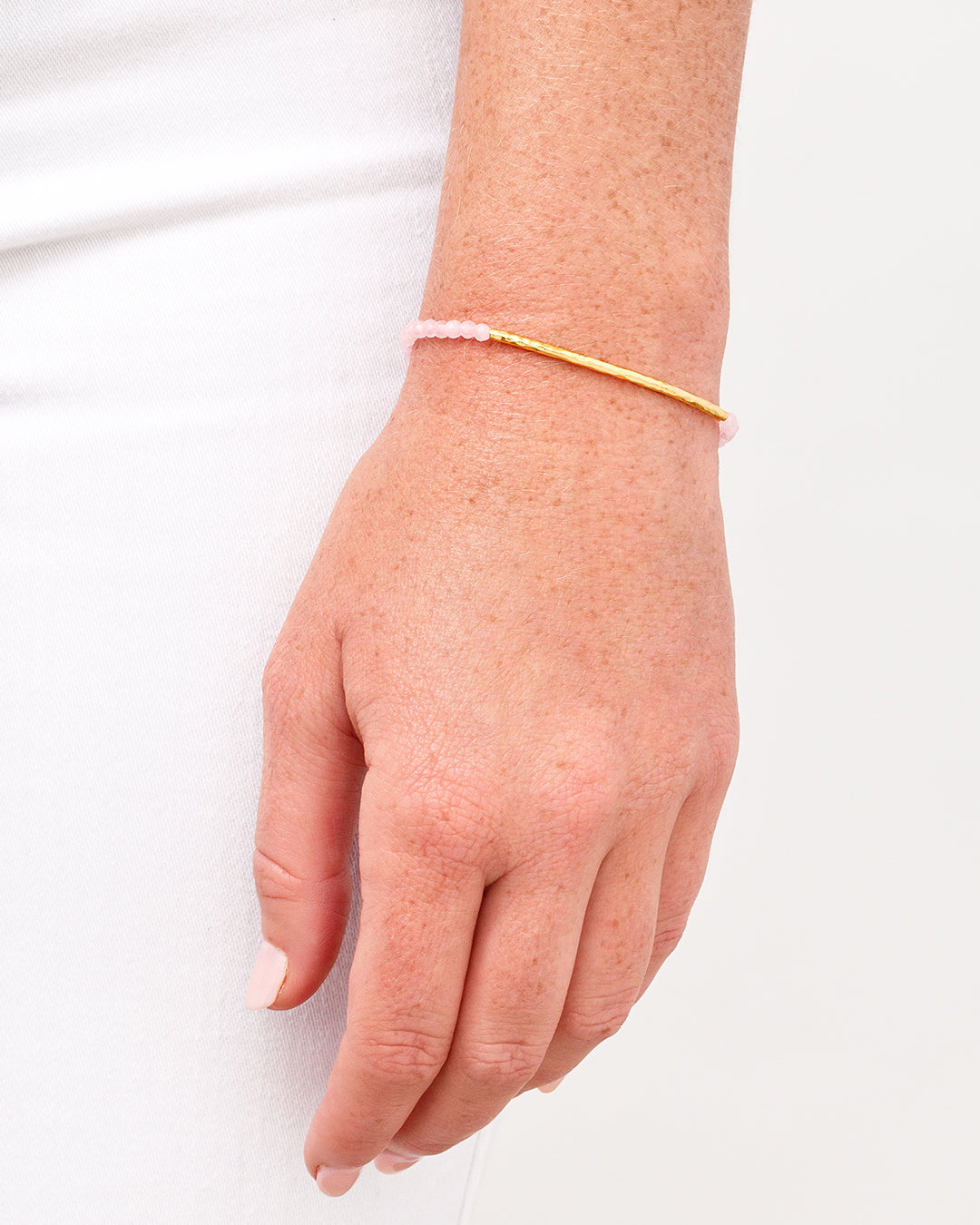 Power Gemstone Bracelet for Love || option::18K Gold Plated, Rose Quartz - Love