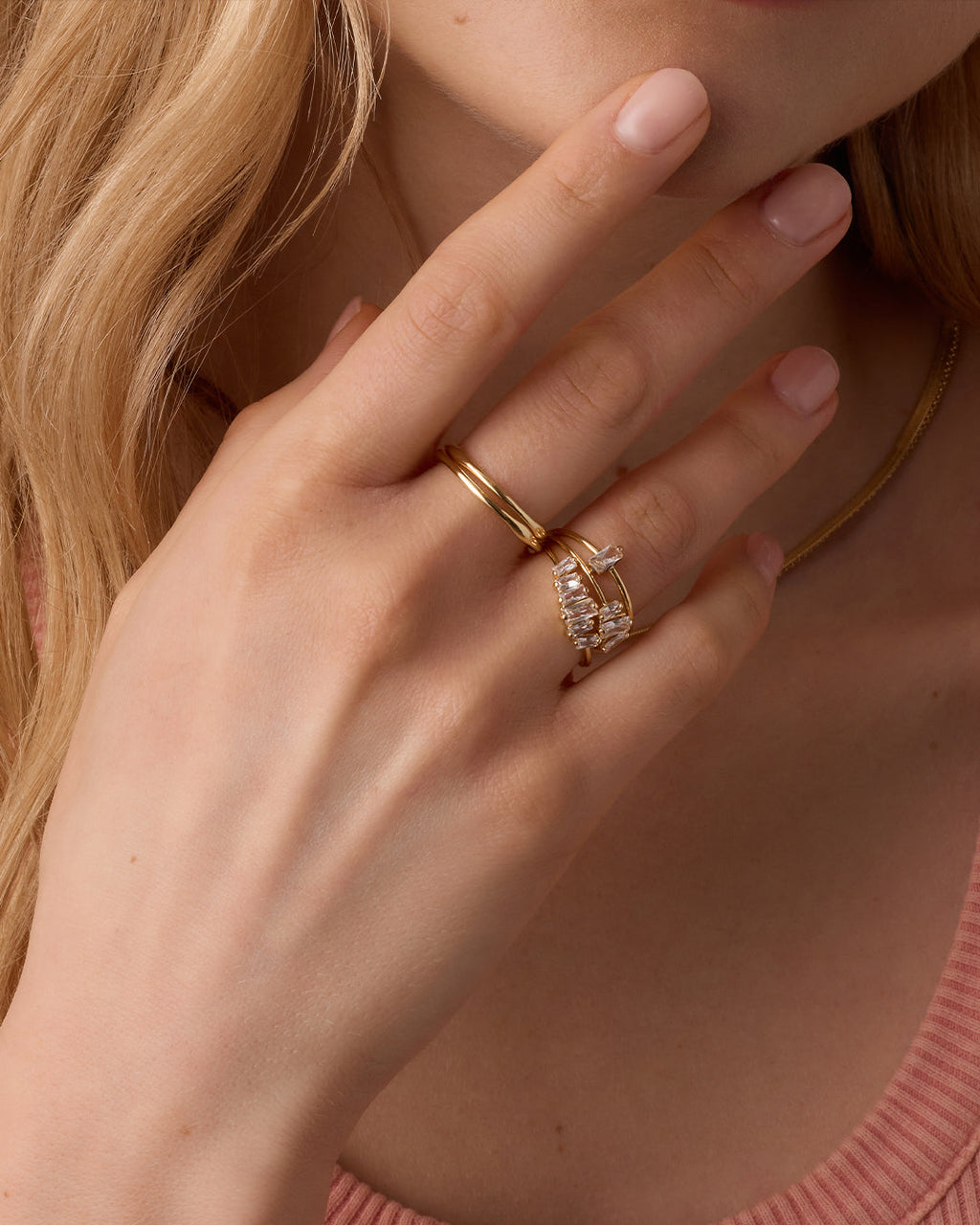 Amara Ring set || option::18K Gold Plated