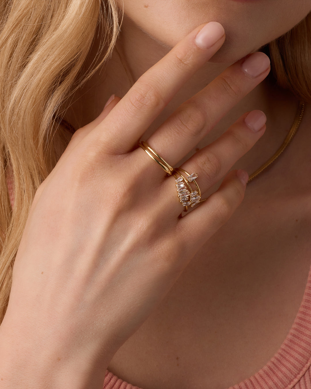 Amara Ring set || option::18K Gold Plated