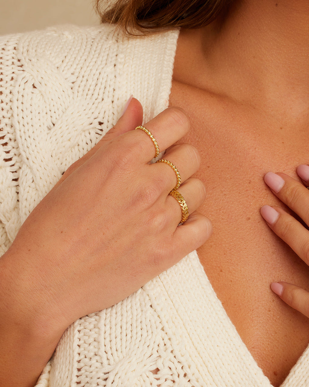 Mini stackable ring set || option::18K Gold Plated