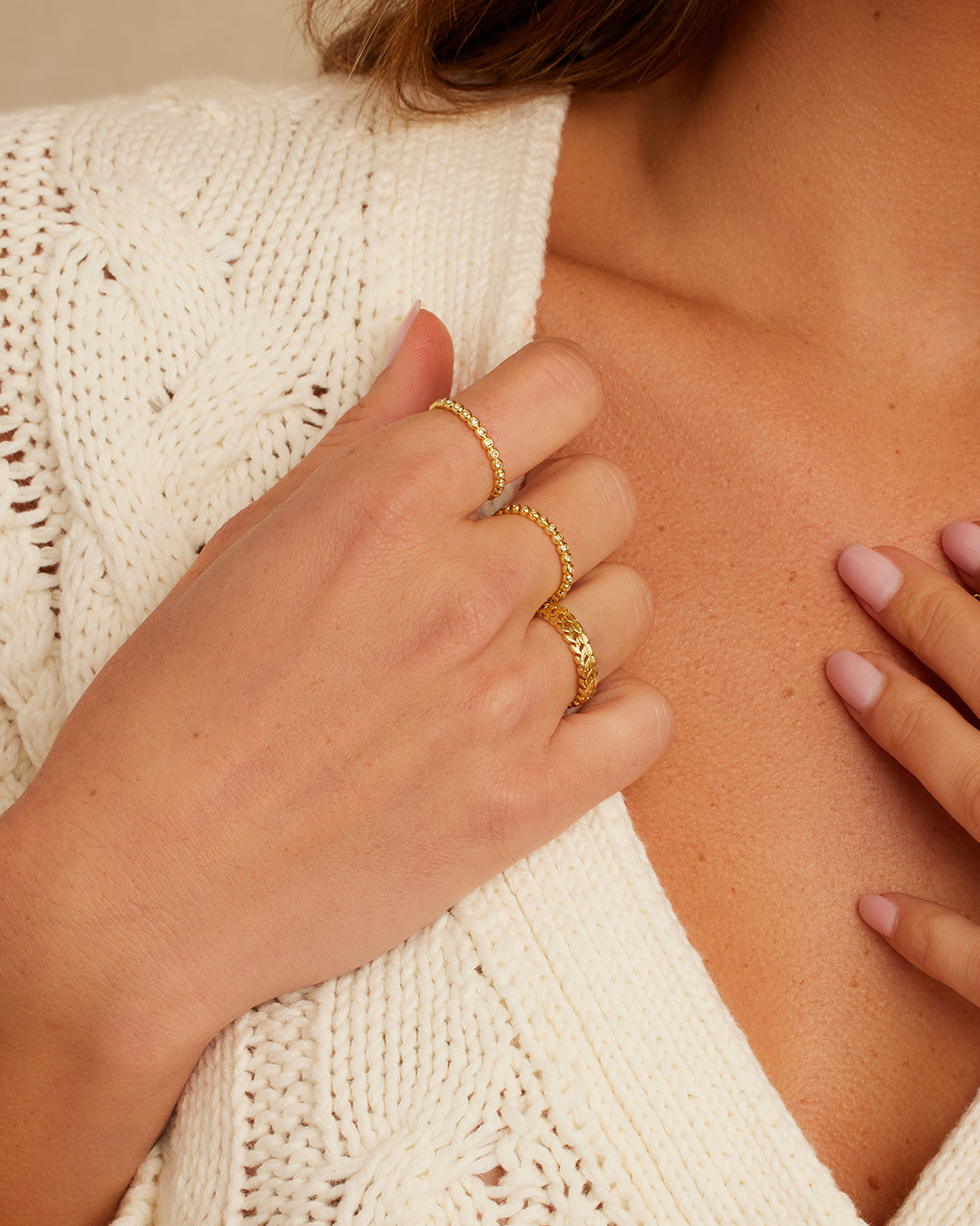 Mini stackable ring set || option::18K Gold Plated