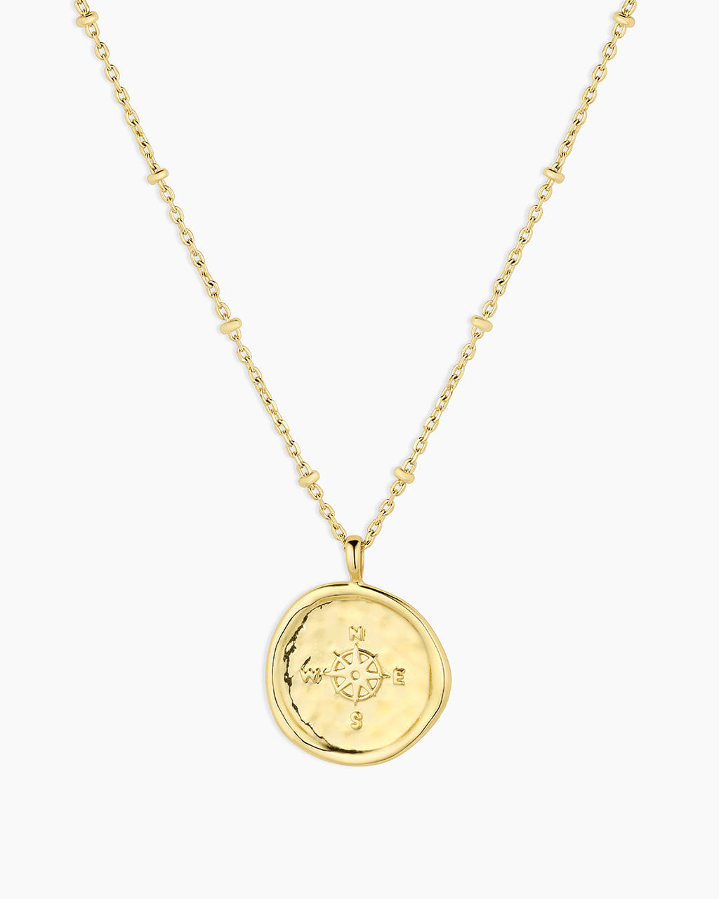 18K Gold Plated Coin Necklace, Compass Necklace || option::18K Gold Plated