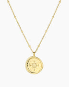 18K Gold Plated Coin Necklace, Compass Necklace || option::18K Gold Plated