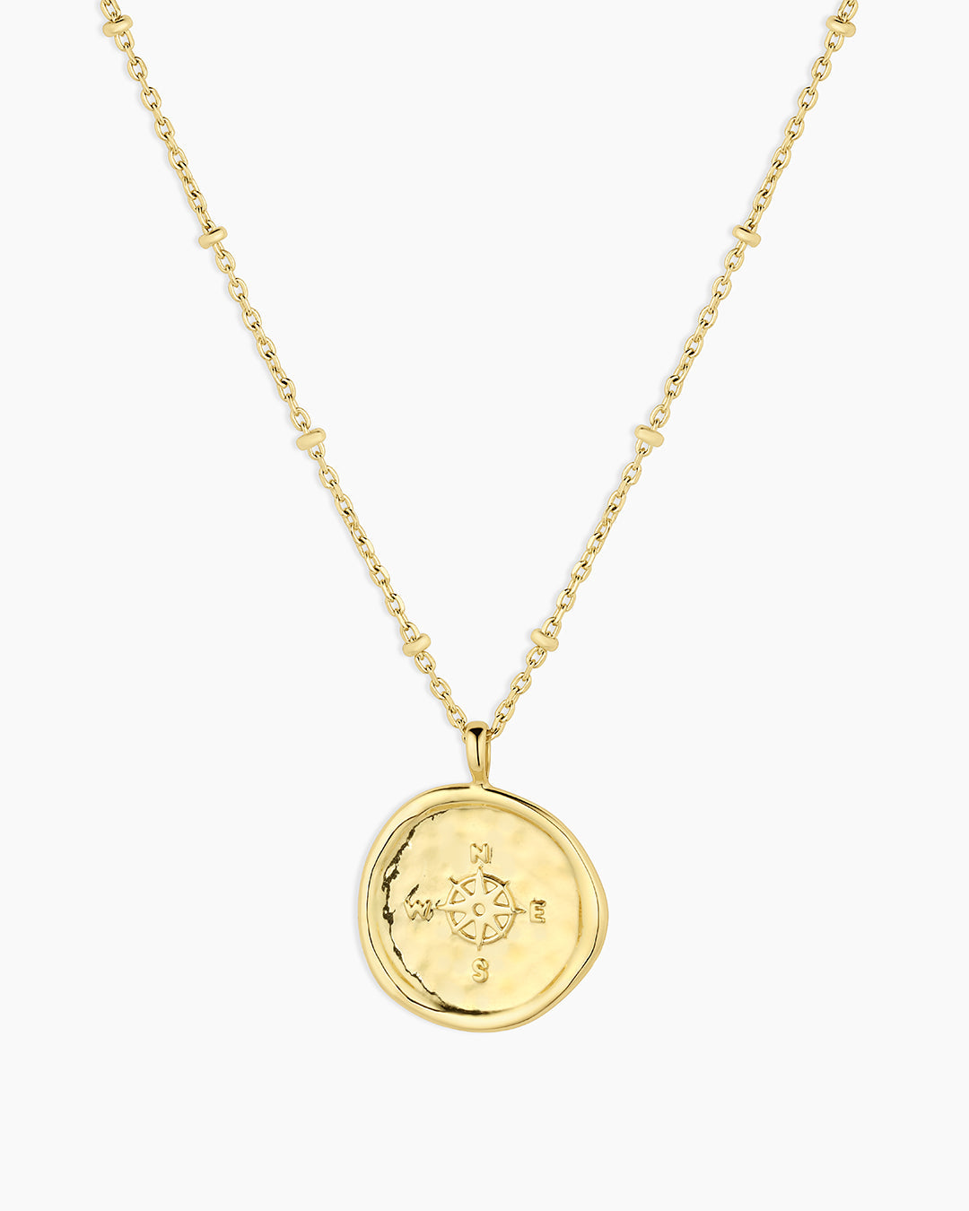 18K Gold Plated Coin Necklace, Compass Necklace || option::18K Gold Plated