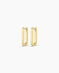 18K Gold Plated Rectangle Huggies,Parker Huggies, rectangle hoops, link hoops || option::18K Gold Plated