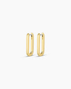 18K Gold Plated Rectangle Huggies,Parker Huggies, rectangle hoops, link hoops || option::18K Gold Plated