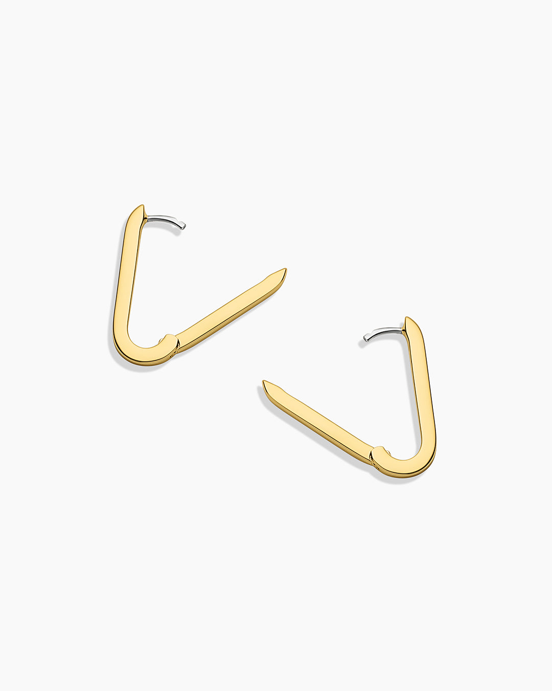 18K Gold Plated Rectangle Huggies,Parker Huggies, rectangle hoops, link hoops || option::18K Gold Plated