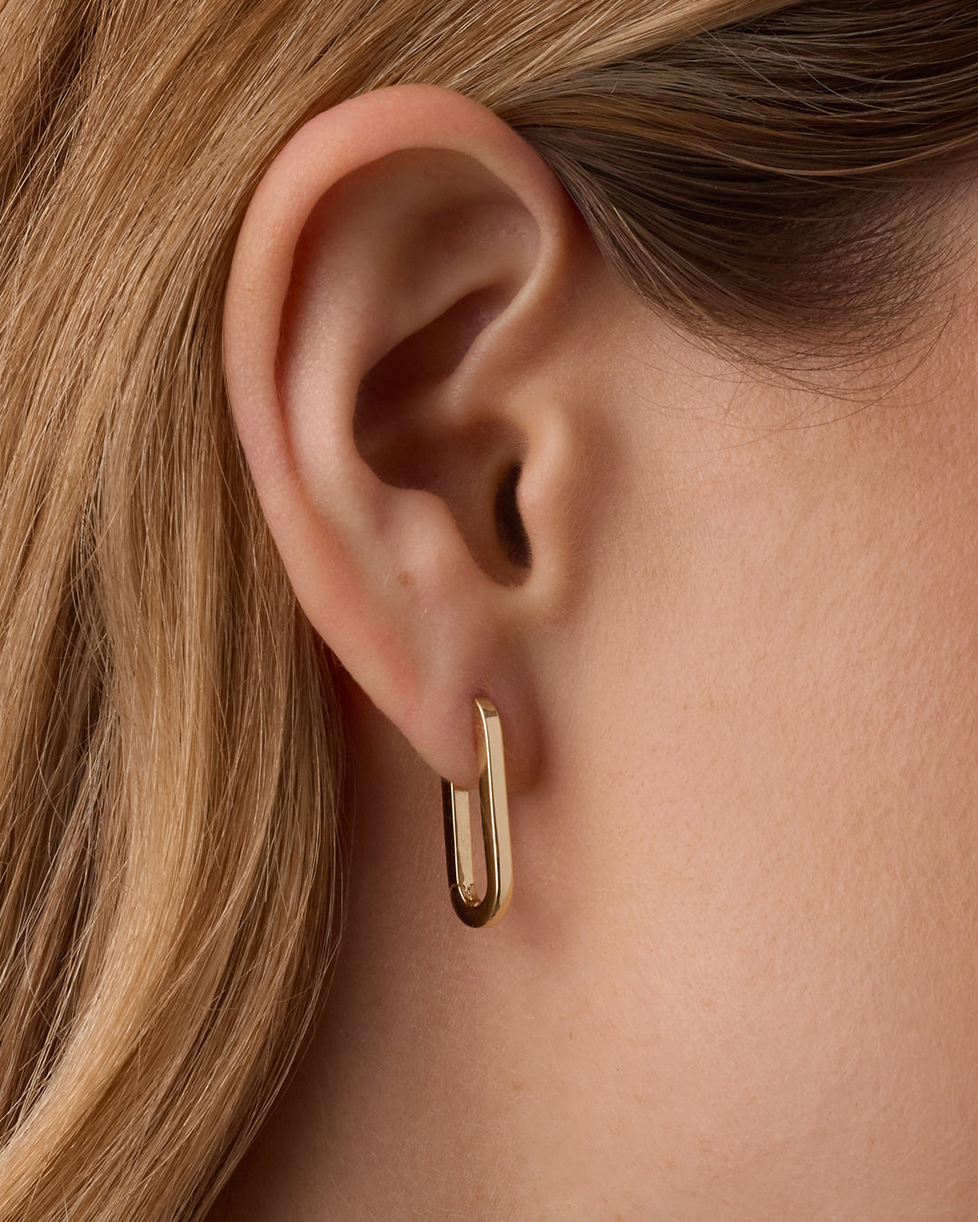 18K Gold Plated Rectangle Huggies,Parker Huggies, rectangle hoops, link hoops || option::18K Gold Plated