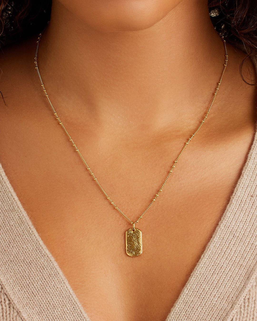 Griffin Dog Tag Necklace || option::18K Gold Plated