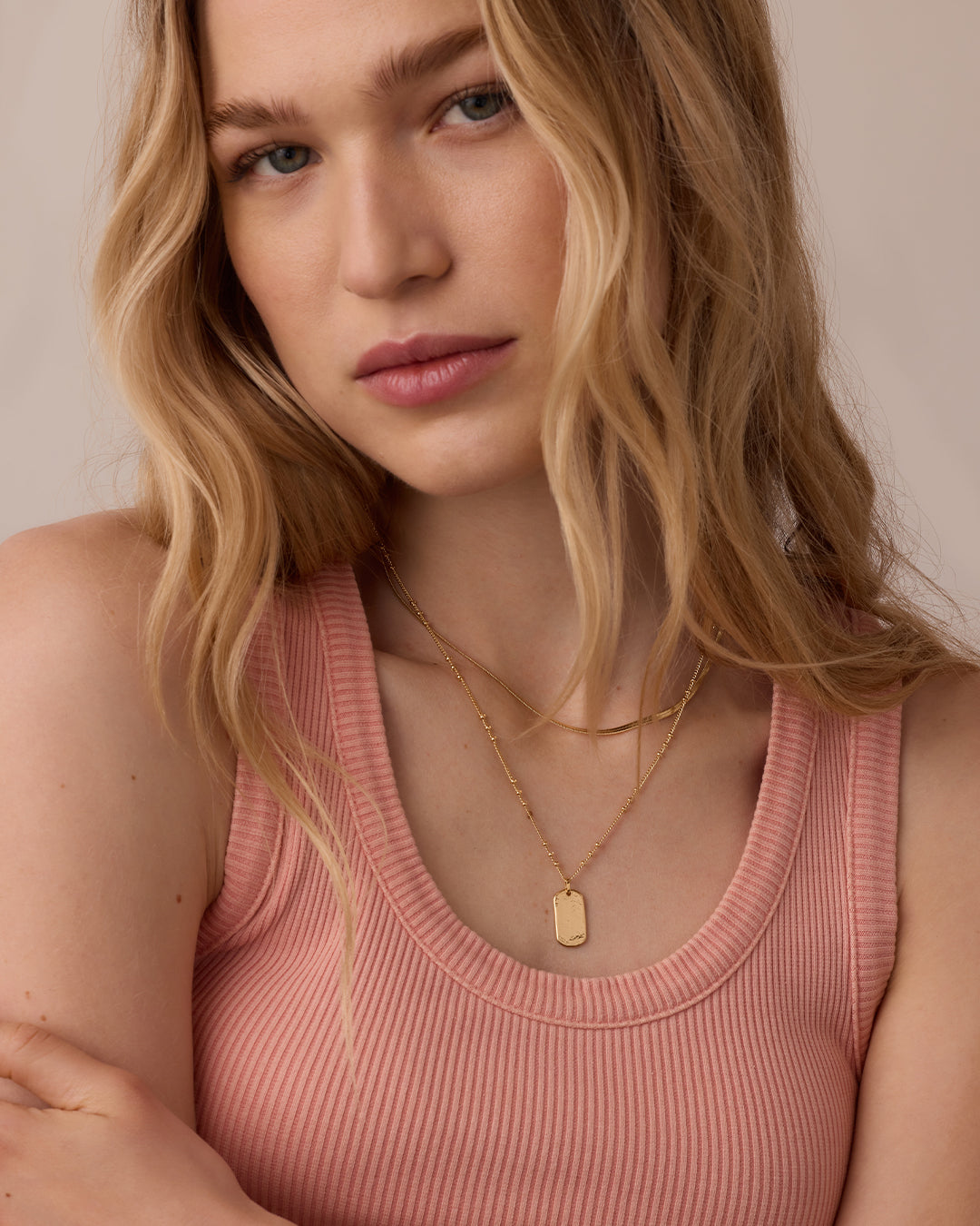 Griffin Dog Tag Necklace || option::18K Gold Plated