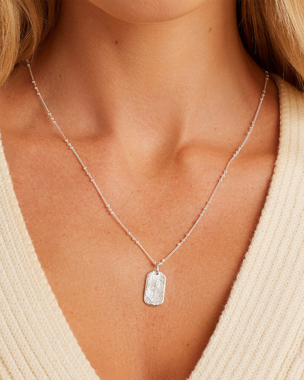 Griffin Dog Tag Necklace || option::Silver Plated