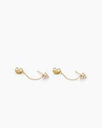 Woman wearing White Sapphire Chain Huggie || option::14K Solid Gold
