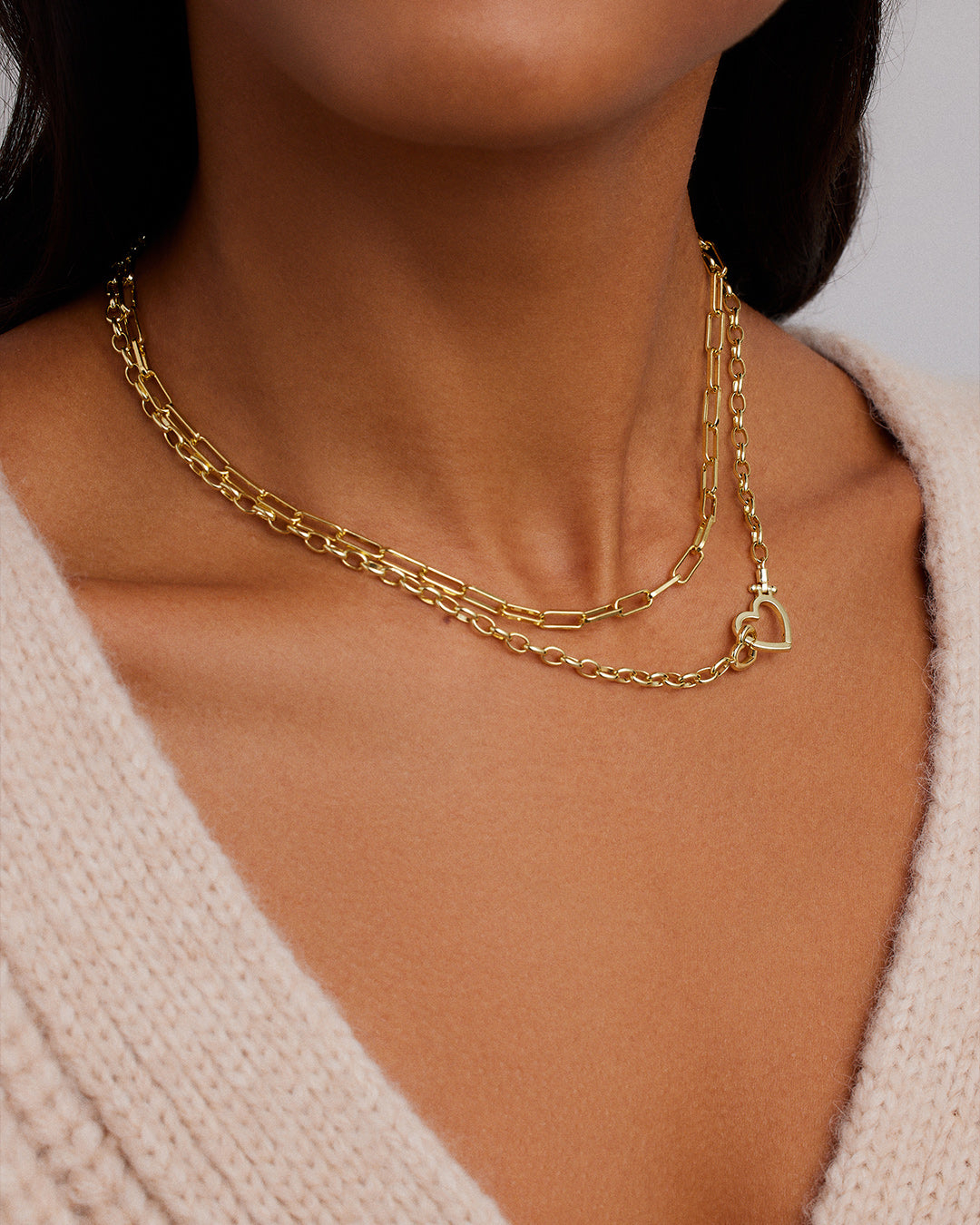 Parker Heart Necklace || option::18K Gold Plated || set::parker-heart-necklace-stl