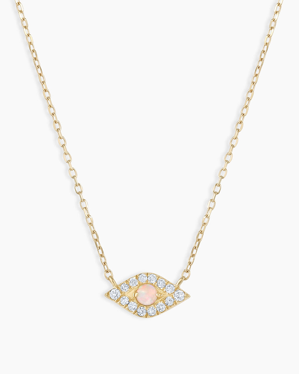 DiamondEvil Eye Necklace || option::14K Solid Gold