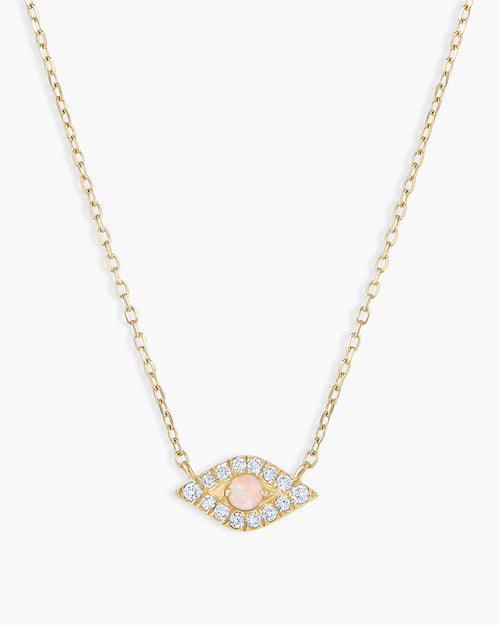 DiamondEvil Eye Necklace || option::14K Solid Gold
