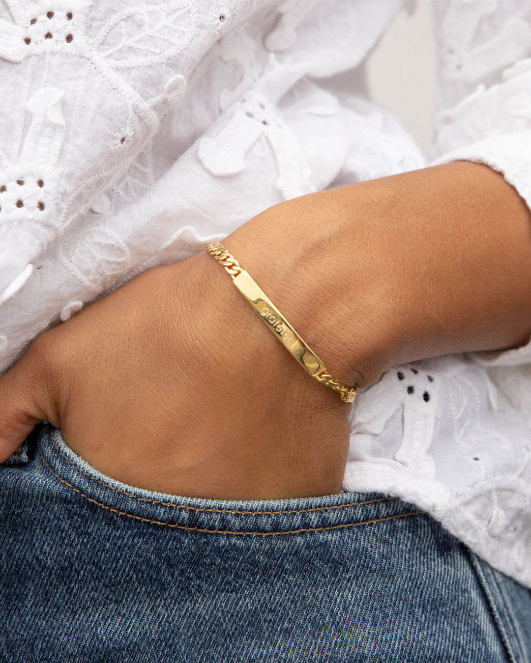 Gold engravable bracelet || option::18K Gold Plated