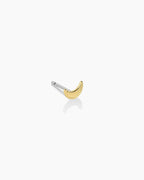 Moon Charm Stud || option::18K Gold Plated, Moon