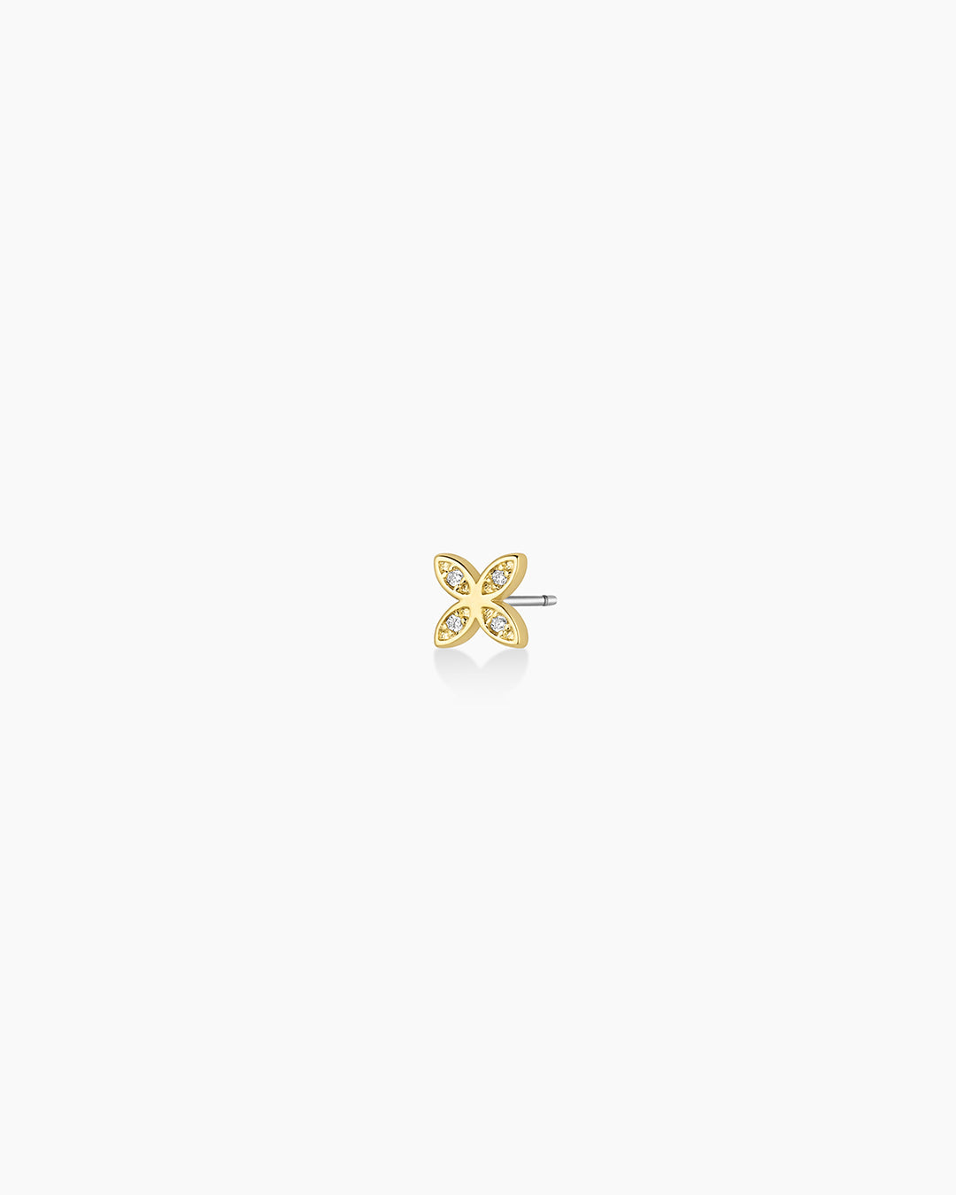 Flower Charm Stud || option::18K Gold Plated, Flower