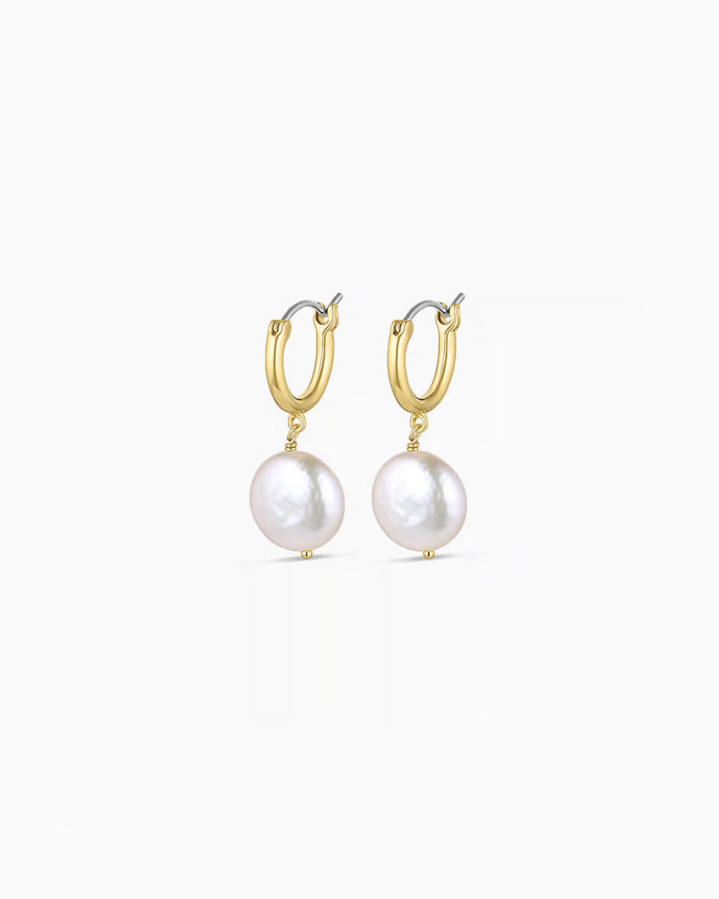 Reese Pearl Huggies || option::18K Gold Plated