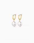Reese Pearl Huggies || option::18K Gold Plated