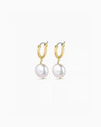 Reese Pearl Huggies || option::18K Gold Plated