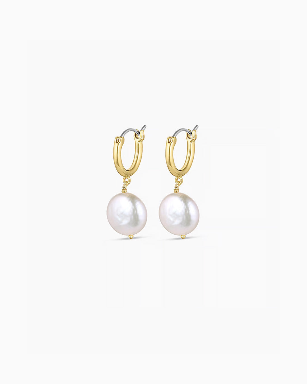 Reese Pearl Huggies || option::18K Gold Plated