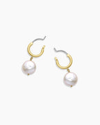 Reese Pearl Huggies || option::18K Gold Plated
