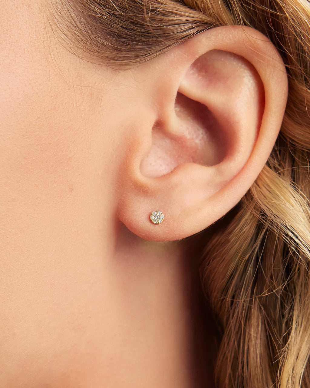 Diamond Pave Studs || option::14K Solid Gold
