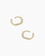 Baguette White Sapphire Huggie || option::14K Solid Gold