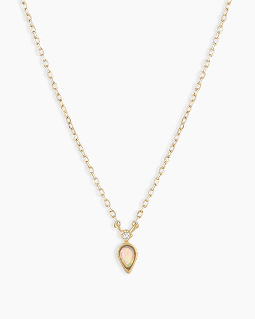 Diamond and Opal Necklace || option::14K Solid Gold