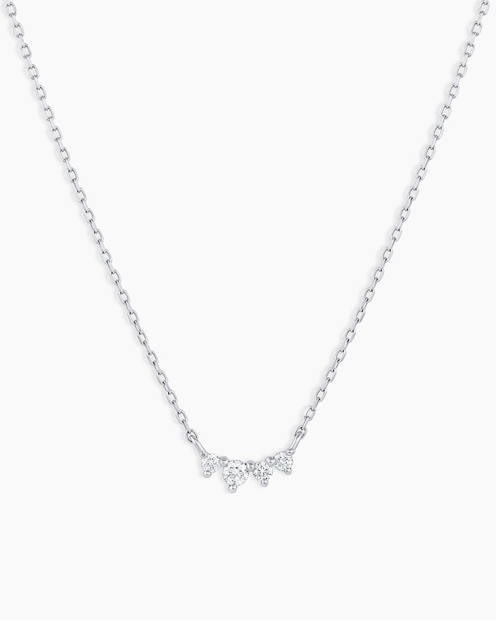Diamond Cluster Necklace || option::14K Solid White Gold