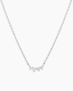 Diamond Cluster Necklace || option::14K Solid White Gold