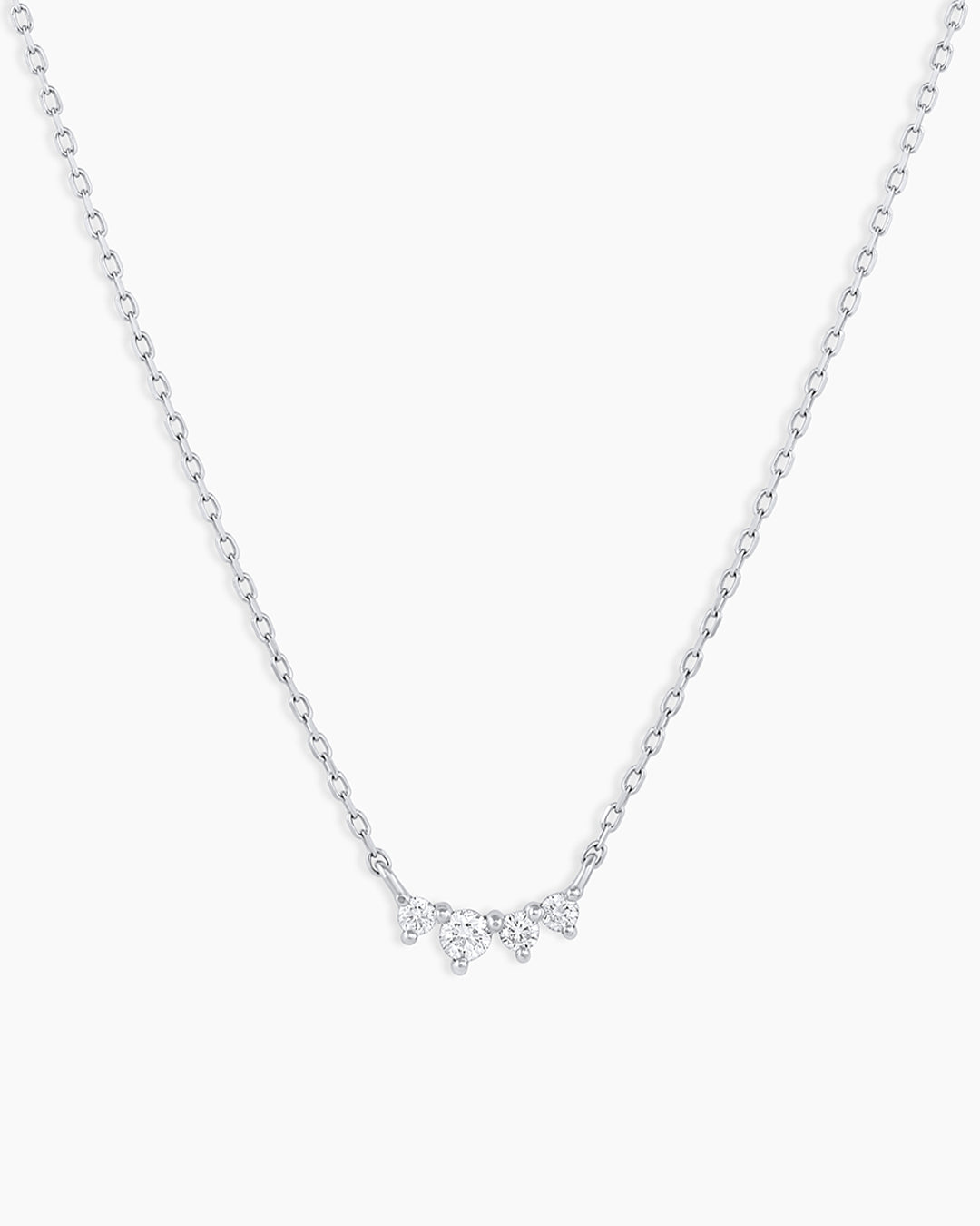 Diamond Cluster Necklace || option::14K Solid White Gold