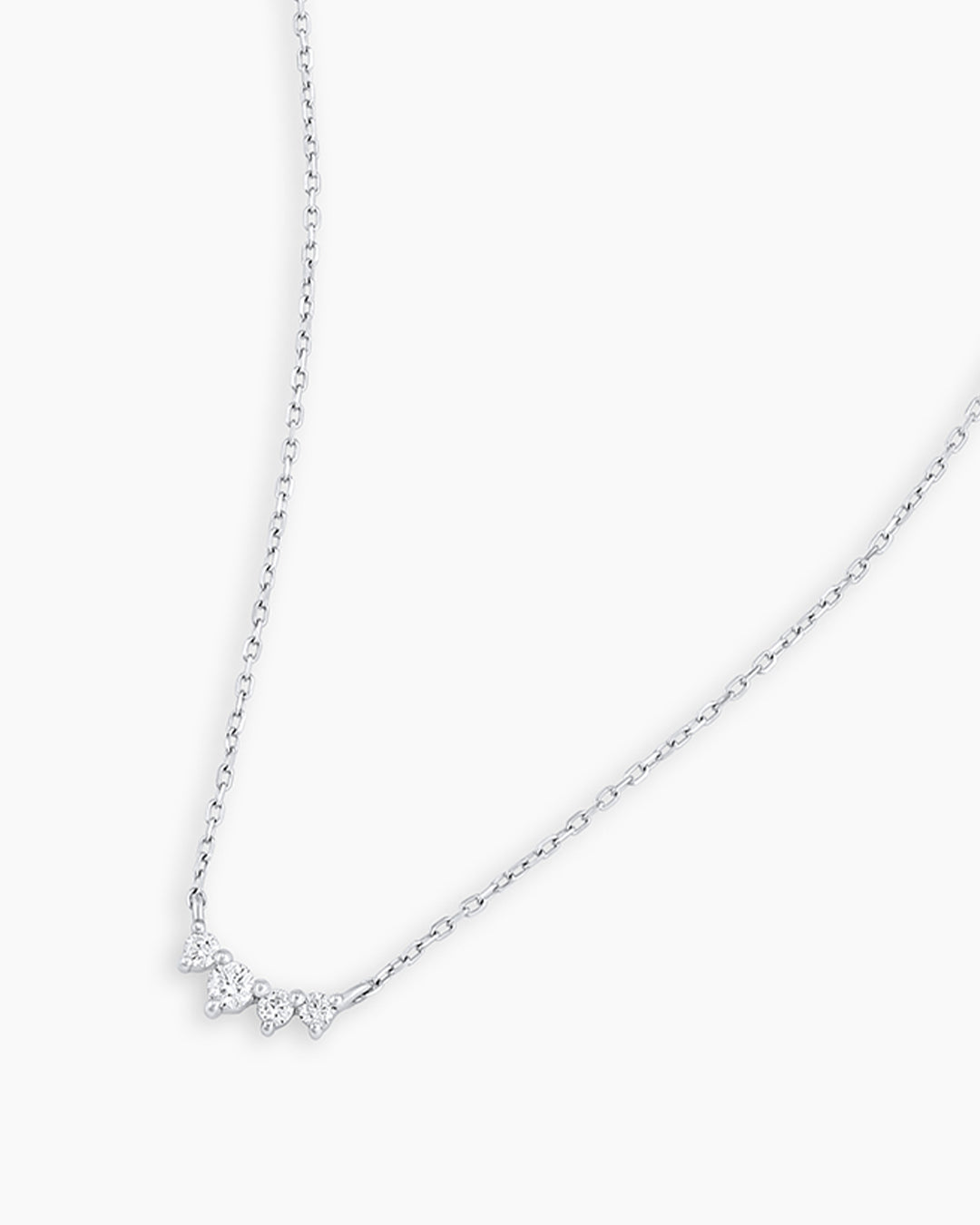 Diamond Cluster Necklace || option::14K Solid White Gold