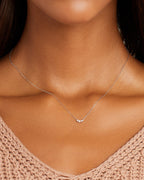 Diamond Cluster Necklace || option::14K Solid White Gold