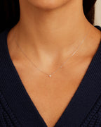 Floating Diamond Necklace || option::18K Solid White Gold