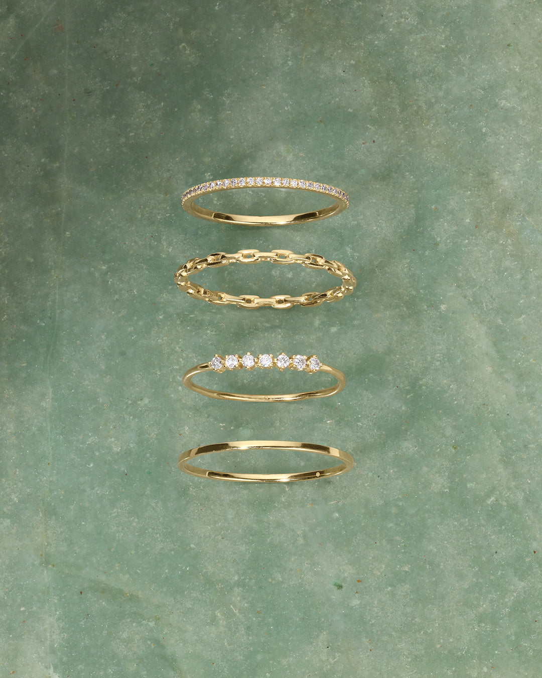 Diamond Row Ring || option::14K Solid Gold