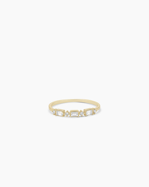 Baguette White Topaz andDiamond Ring || option::14K Solid Gold