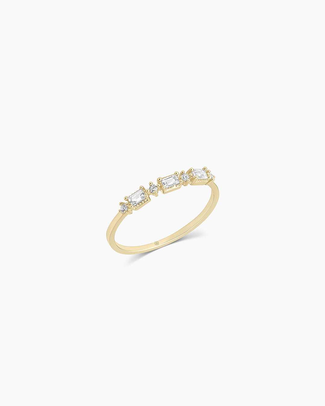 Baguette White Topaz andDiamond Ring || option::14K Solid Gold