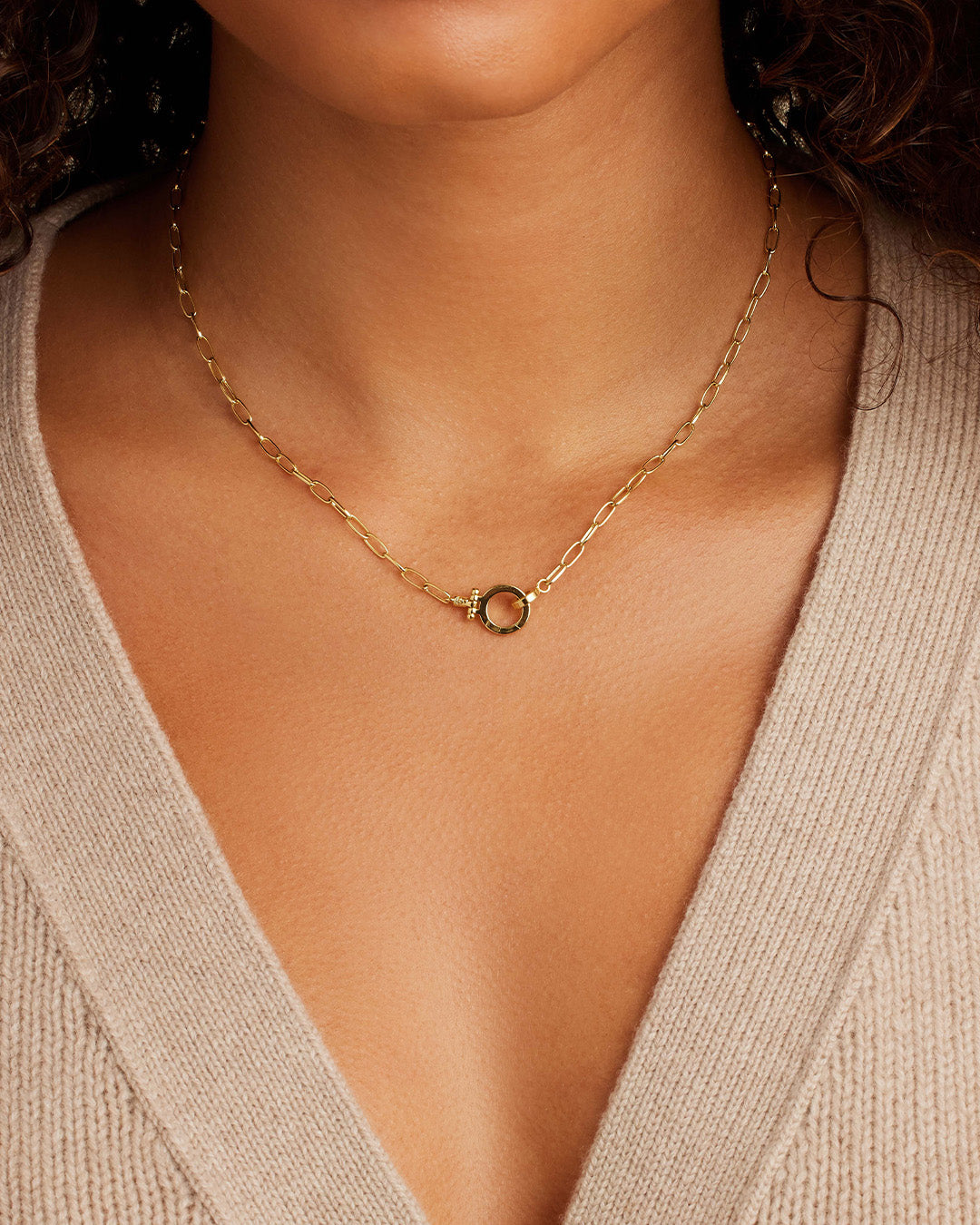 Parker Mini Necklace chain link necklace || option::18K Gold Plated