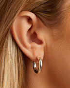 On model Lou Hoops || option::Silver Plated