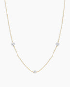 Floating Diamond Stationary Trio Necklace || option::18K Solid Gold