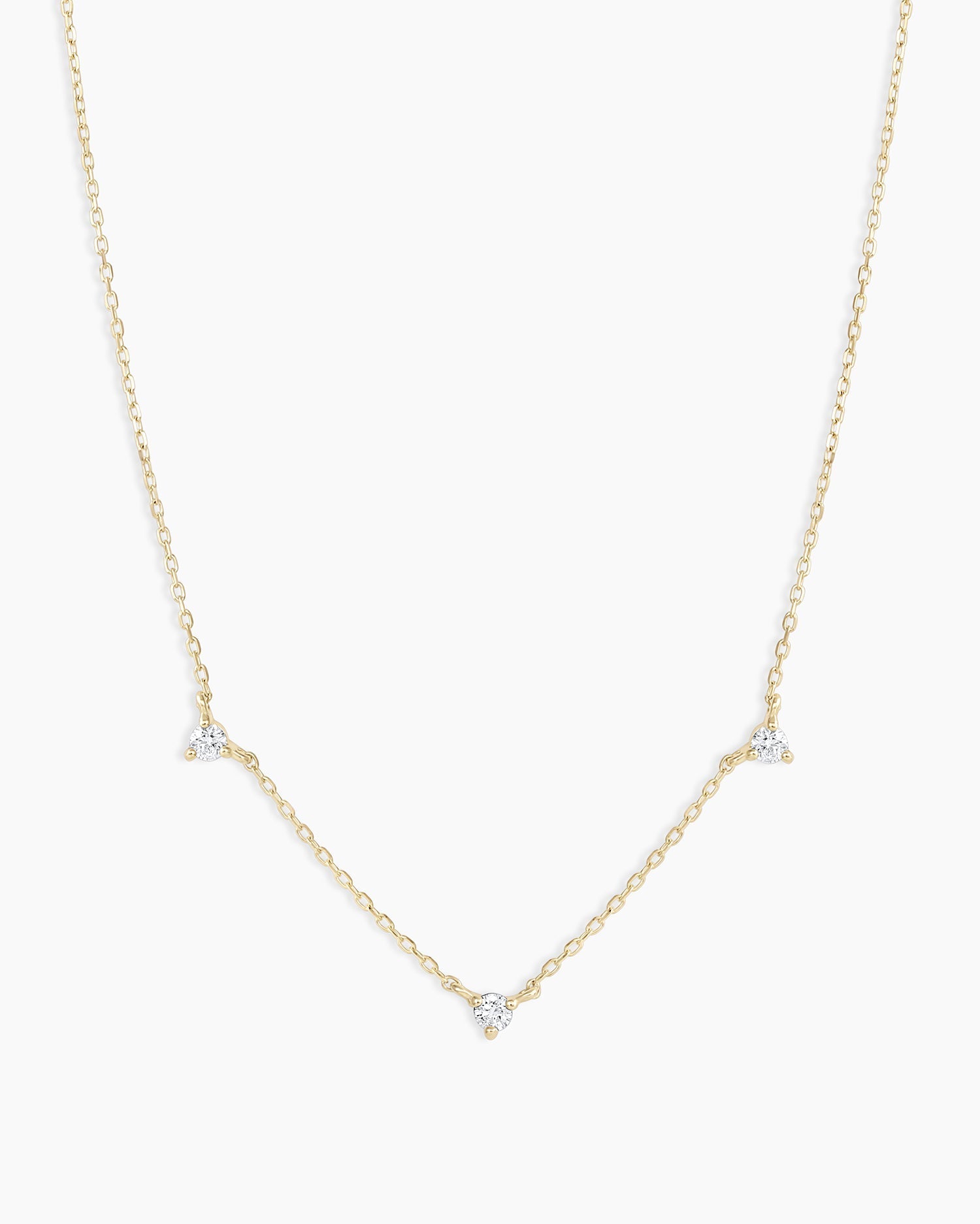 Diamond Eve NecklaceDiamond trio necklace daintyDiamond necklace || option::14K Solid Gold